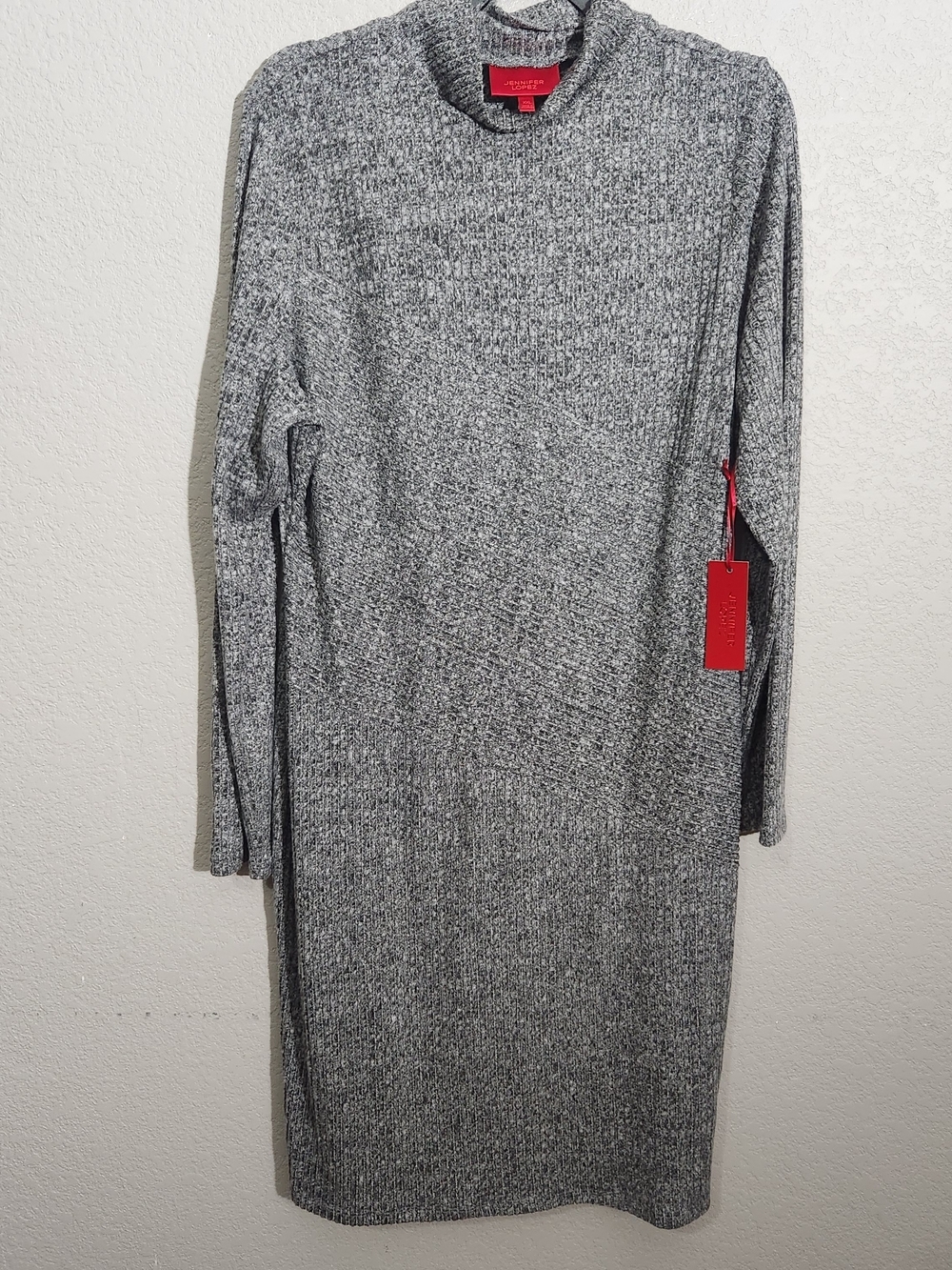 Jennifer Lopez Dress Gray Ribbed Knit Top Size XXL